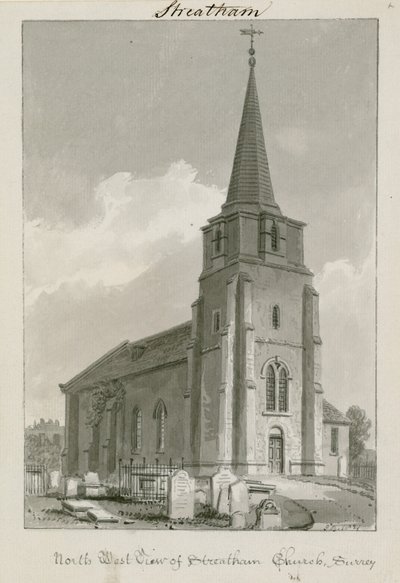 Northwest View of Streatham Church, Surrey by English School