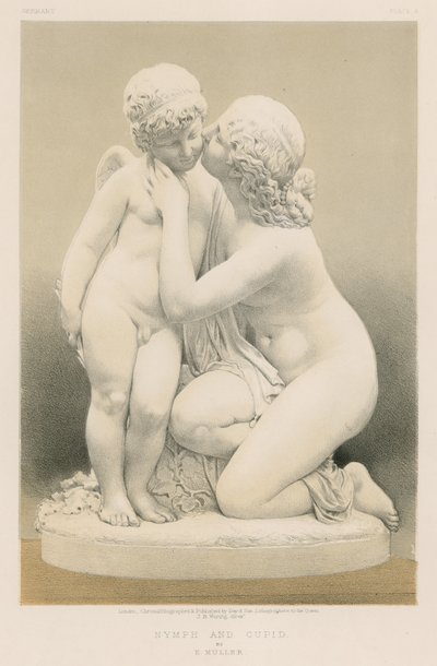 Nymph and Cupid by E. Muller by English School