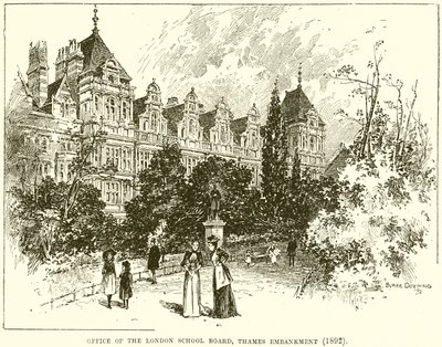 Office of the London School Board, Thames Embankment (1892) by English School