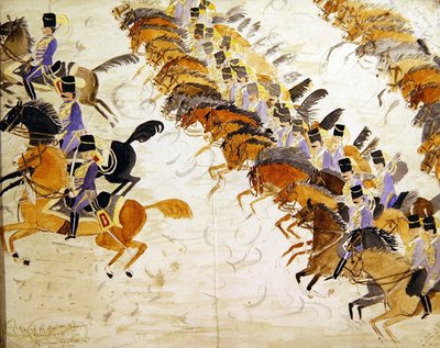 Officers on horseback galloping, c.1840 by English School