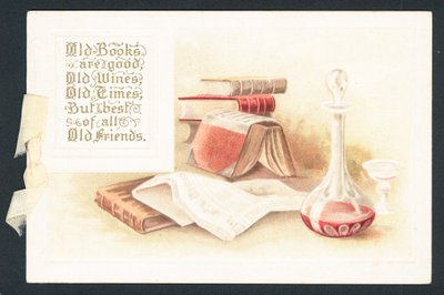 Old Books and Wine Carafe by English School