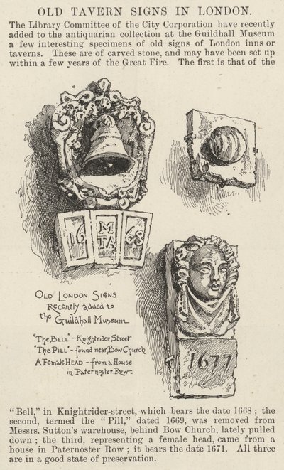 Old Tavern Signs in London by English School