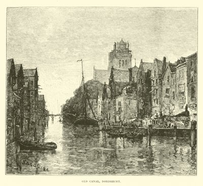 Old canal, Dordrecht by English School