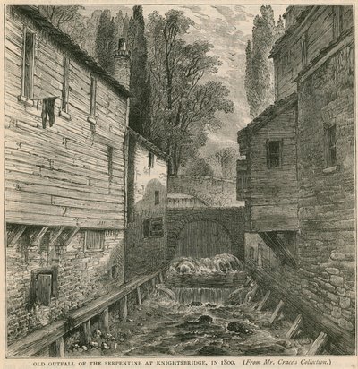 Old outfall of the Serpentine at Knightsbridge in 1800 by English School