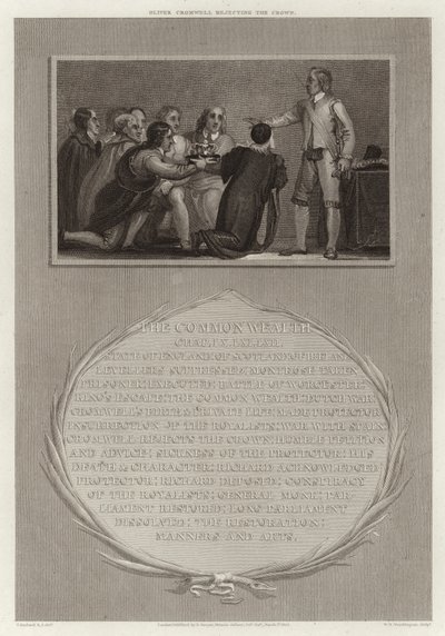Oliver Cromwell rejecting the crown by English School