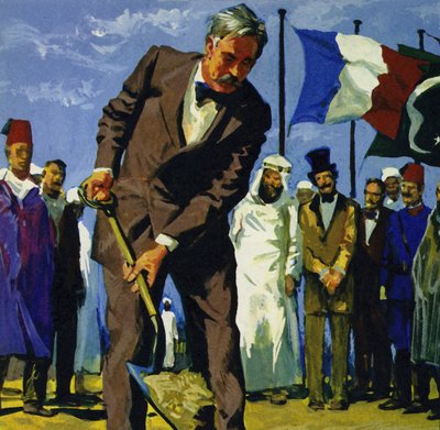 On 25 April 1859, de Lesseps overturned the first spadeful of dirt of the Suez Canal by English School