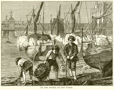 On the Thames at Low Water by English School