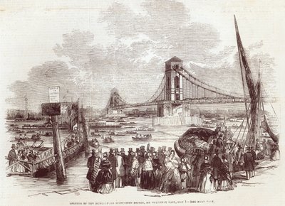 Opening of the Hungerford Suspension Bridge by English School