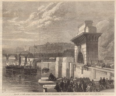 Opening of the north Thames Embankment to foot passengers by English School