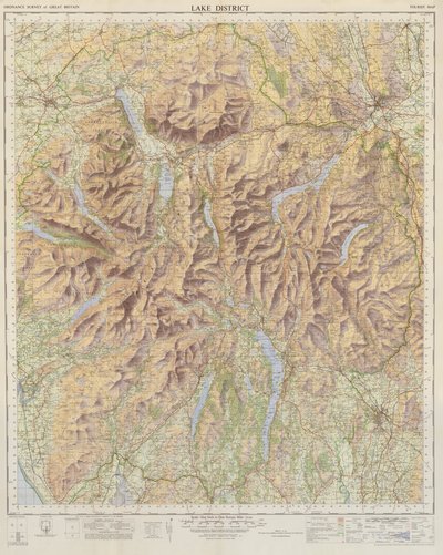 Ordnance Survey Map of the Lake District by English School