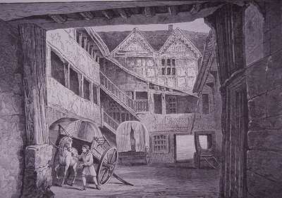Ostler Attending Horse in Courtyard of the New Inn, Gloucester by English School