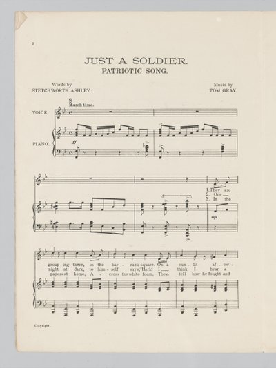 Page 2 of a musical score for the song Just a Soldier by English School