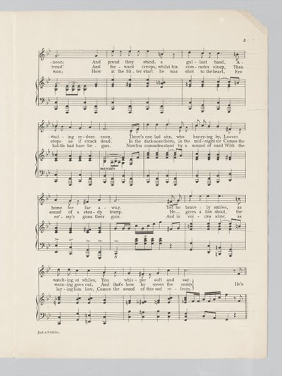 Page 3 of a musical score for the song Just a Soldier by English School