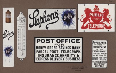 Page from Jordans Enamelled Signs by English School