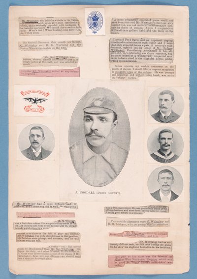 Page from a scrapbook compiled by Nat Whittaker during the 1895-96 season by English School