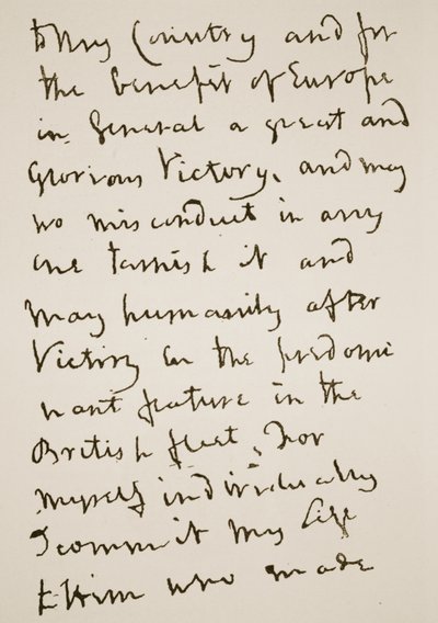 Page of a letter written by Nelson just before the Battle of Trafalgar, Monday 21st October 1805 by English School