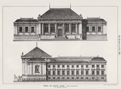 Palais De Justice, Havre, Seine Inferieure (engraving) by English School