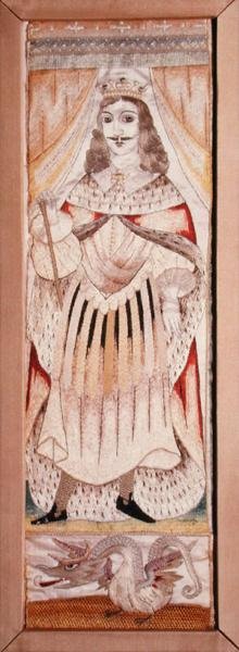 Panel Embroidered with a Portrait of Charles II (1630-85) c.1660 by English School