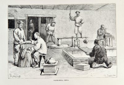 Paper-Mill, China, illustration from The Universal Geography, the Earth and its inhabitants by Elisee Reclus, published 1878 by English School