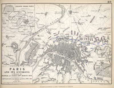 Paris and its Environs, to illustrate the Battle of Paris, 30th March 1814 by English School