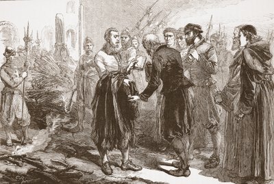Parting of Patrick Hamilton from His Friends at the Stake by English School