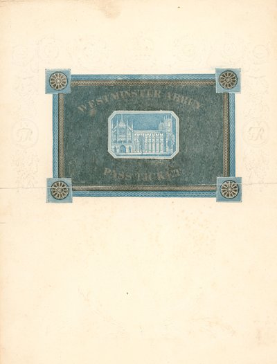 Pass Ticket for Westminster Abbey for the Coronation of King George IV, 17 July 1821 by English School