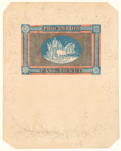 Pass Ticket for the Procession for the Coronation of King George IV, 17 July 1821 by English School