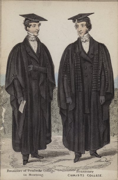 Pensioner of Pembroke College in mourning, Pensioner, Christs College by English School