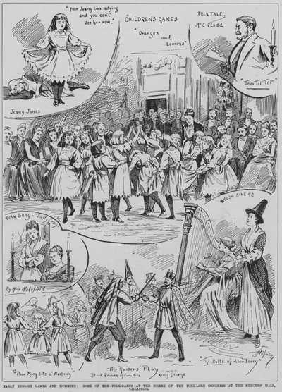 Performance of early folk English games and mumming at the soiree of the Folklore Congress, Mercers