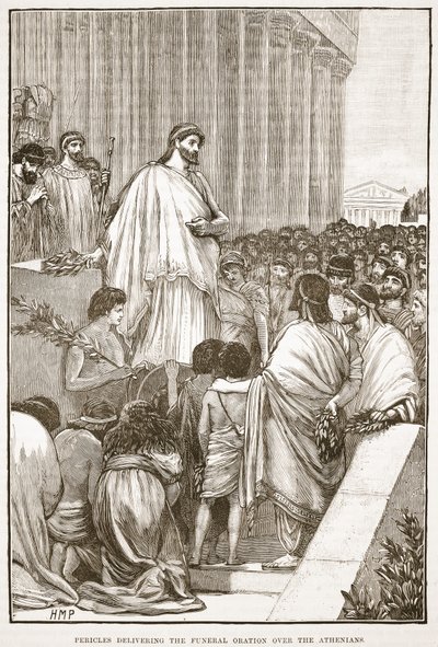 Pericles Delivering the Funeral Oration over the Athenians by English School