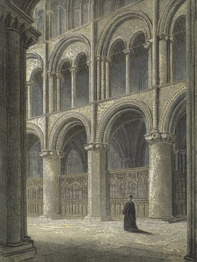 Peterborough Cathedral, View across the North Transept by English School