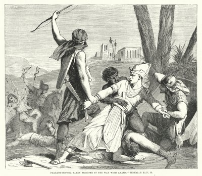 Pharaoh-Hophra Taken Prisoner in the War with Amasis, Jeremiah XLIV, 30 (engraving) by English School
