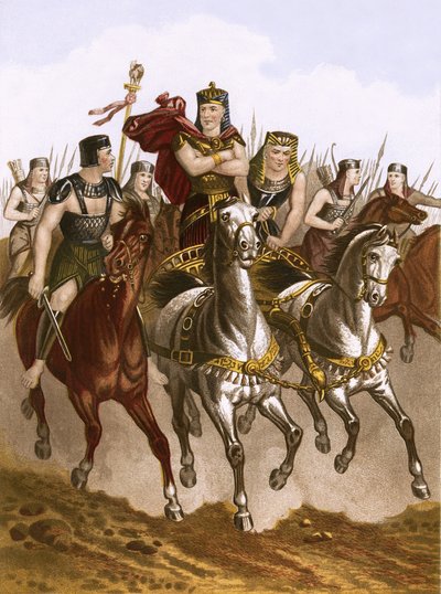 Pharaoh in pursuit of the Israelites by English School