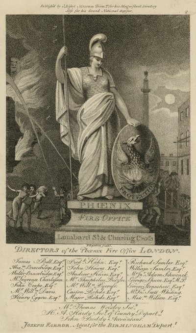 Phoenix Company; Fire Office, Lombard Street and Charing Cross, London by English School