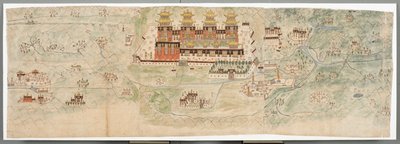 Picture-map of Central Tibet in 7 sections by English School