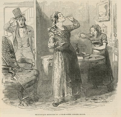 Picturesque sketches of London - the lodging house by English School