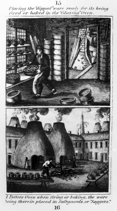 Placing the Dipped Ware in the Glazing Oven, 1827 by English School