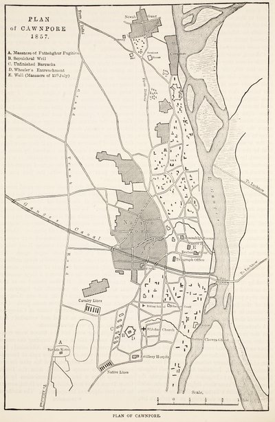 Plan of Cawnpore 1857, from Cassell