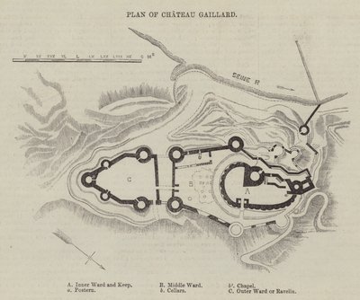 Plan of Chateau Gaillard (engraving) by English School