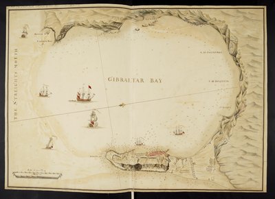 Plan of Gibraltar, Five plans of the Bay and Fortress of Gibraltar by English School