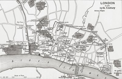 Plan of London in the 13th Century, from 