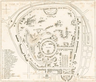 Plan of Regents Park, London by English School