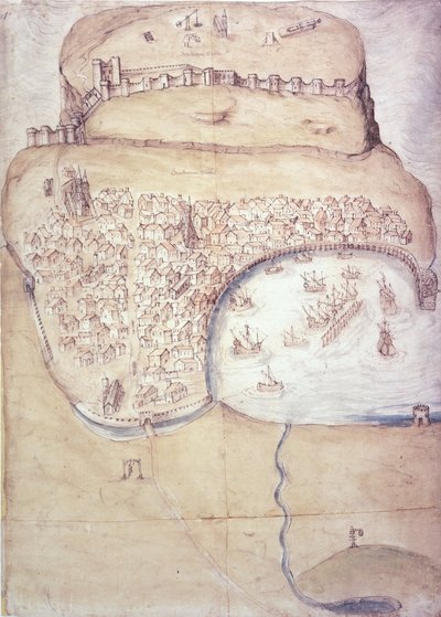 Plan of Scarborough and its defences, c.1540 by English School