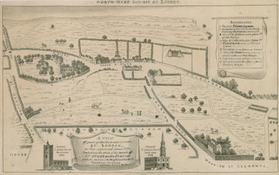 Plan of north west suburbs of London around St Giles in the Fields by English School