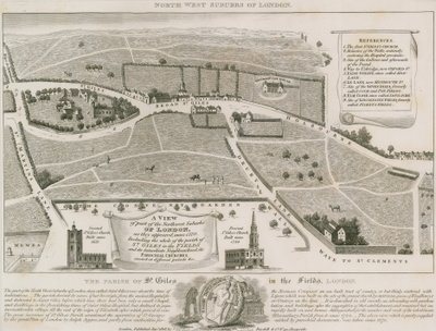 Plan of north west suburbs of London around St Giles in the Fields by English School