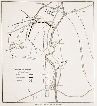 Plan of the Battle of Assaye, Illustration from Cassell