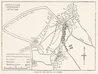 Plan of the Battle of Dubba (Hyderabad) 24th March 1843, illustration from Cassell