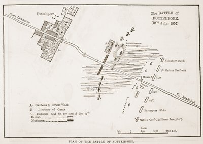 Plan of the Battle of Futtehpore, 12th July 1857, from Cassell