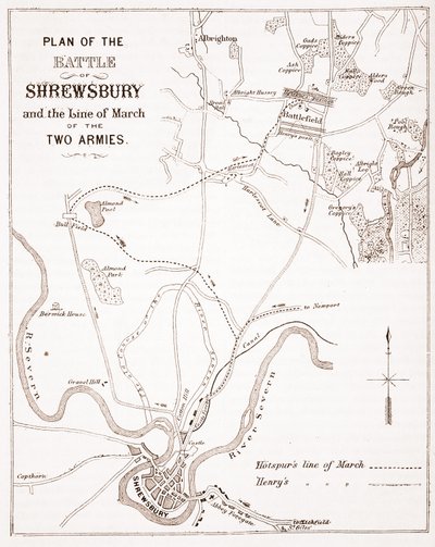 Plan of the Battle of Shrewsbury and the Line of March of the Two Armies by English School