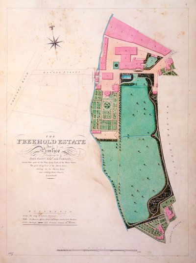 Plan of the Stag Brewhouse Premises and Estate, original manuscript drawing from the offices of George Saunders, c.1807 by English School